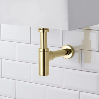 Bathroom Basin Bottle Trap Drain Gold Modern Sink Pop Up Filter Fixture Stopper Set Washbasin Siphon Hose Accessory Renovation