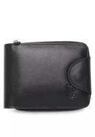 Swiss Polo Men's Genuine Leather Zipper Wallet - Black