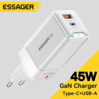 Essager 45W GaN USB Type C Charger PD QC 3.0 Fast Charging For iPhone 14 13 Pro Samsung XiaoMi Quick Charge Phone Travel Charge