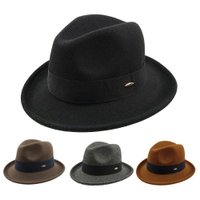 ใหม่ Fedoras หมวกผู้ชายวินเทจสีดำรู้สึกปีกกว้างแจ๊สหมวกผู้ชายสำหรับผู้ชายผู้หญิง Fedora สุภาพบุรุษหมวกแจ็คสัน Hat6999