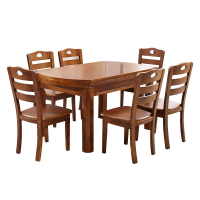 【免運】美雅閣| 實木餐桌椅組合4人6人伸縮折疊家用簡約中式圓飯桌子橡膠木小戶型