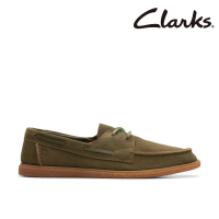 Clarks 男鞋 Clarkbay Go 愜意穿搭兩眼孔麂皮帆船休閒鞋 懶人鞋 帆船鞋(CLM77502C)