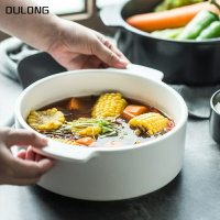 湯菜盆瓷雞湯魚湯碗大號家用拌菜盛湯容器雙耳吃面碗深碗