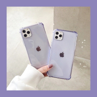 四角防摔>適用 蘋果 全型號 果凍色 半透 紫色 防撞 防摔 適用 iphone 11 12 SE2 防摔殻 手機殻
