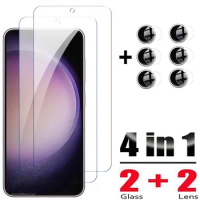 4in1 Tempered Glass For Samsung Galaxy S23 FE Screen Protector Camera Lens Film S23+ Plus S21+ S20 S21 FE S22 Plus S23FE Glass