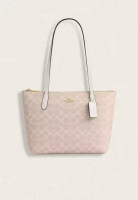 COACH Coach Fiona Zip Tote Bag In Signature Canvas Sand Chalk