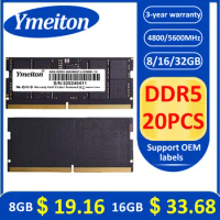 memoriam ddr5 Ymeiton 20PCS ram 32GB 16GB 8GB 4800MHz 5200MHZ 5600MHz U-DIMM RAM 288Pin 1.1v PC Laptop Memory Wholesales