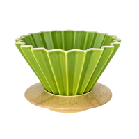 【Glass King】GK-521/瓷製摺紙濾杯/3-4人(陶瓷濾杯/V60濾杯/手沖濾杯/木製底座/手沖咖啡器具)