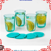 READY STOK Gelas crystal Tupperware uk 400ml isi 4pc TIDAK MUDAH PECAH
