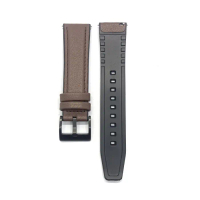 Terbaru STRAP TALI JAM LEATHER RUBBER KULIT BAND XIAOMI MI WATCH S1 ACTIVE - Dark Brown