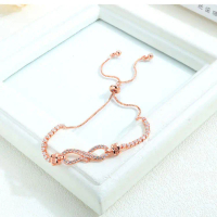 Gelang Serut Titanium Premium Collection Infinity Diamond Lapis Emas 18K