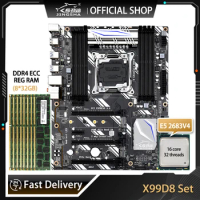 JINGSHA X99 D8 Motherboard Set LGA2011-3 With E5 2683V4 And DDR4 8*32G=256GB RAM Kit USB3.0 NVME M.2 WiFi 8 Channel Gaming Board