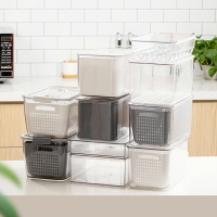 果蔬保鮮盒冰箱冷凍盒水果盒瀝水蔬菜儲物保鮮密封盒多功能收納盒