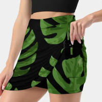 Monstera Leaf Women's skirt Aesthetic skirts New Fashion Short Skirts Monstera Nature Leaf Leaves Palm Tropical Exotic