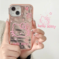 Kawaii Anime Sanrio Hello Kitty Anti-fall Phone Case Cute Cartoon KTcat iPhone 13/14/15Promax Phone Protective Case Girls Gifts