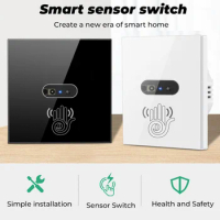 EU Wall Infrared Sensing Wave Switch Smart Sensor Tempered Glass Panel Switch Avoid Contact with Bacteria Wisdom Life