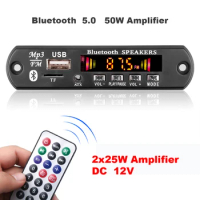 DC 12V/18V Amplifier Bluetooth 5.0 MP3 Decoder Board 2*25W 50W Car MP3 Player USB Recording Module FM AUX Radio For Speaker