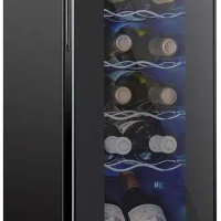 Freestanding Wine Cellar | 41f-64f Digital Temperature Control Wine Fridge For Red, White, Champagne or Sparkling Wine - Black