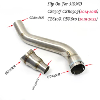 Motorcycle Exhaust Escape 61mm Muffler Middle Link Pipe For HONDA CB650F CBR650F 2014-2018 CB650R CBR650 2019-2022