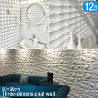 12pcs/lot 50x50cm 3D wall panel wall sticker decorative living room wallpaper mural waterproof 3D wall sticker bathroom kitchen