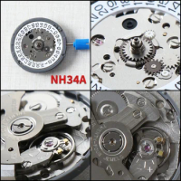 Japan Original Seiko NH34 NH34A GMT 4 hands 24 Jewels Automatic Mechanical White Date Wheel High Accuracy Movement 3.0 o'clock