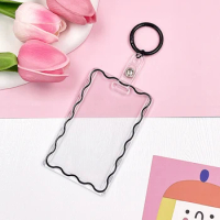 Simple Card Holder Transparent Student Key Rings Acrylic Protective Case Pendant Work Bus Bank Photocard Holder Id Card Holder