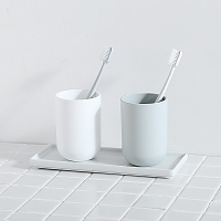 態生活 日式陶瓷洗漱托盤長方形浴室衛生間收納牙刷杯子置物架