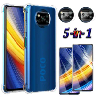 Poco-X3 NFC Protector Case Poco X3 pro Cover+Hydrogel Film For Xiaomi Litte Poko X3 X-3 Silicon Case Pocophone F2 F3 PocoX3 pro