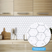 Hexagon Peel and Stick Tiles Vinyl Wallpaper Waterproof 3D Strong Adhesive Wall Tiles