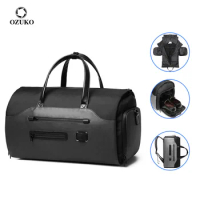 OZUKO New Large Capacity Men Travel Bags with Shoes Pocket Multifunction Suit Storage Duffel Bag Male Waterproof Luggage Handbag