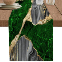 Green Marble Texture Table Runner Country Wedding Decoration Tablecloth Hotel Dining Table Kitchen Table Mats