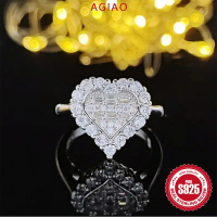 AGIAO Cincin Hati Emas Putih Pertunangan Fashion Mewah Ringan Untuk Wanita
