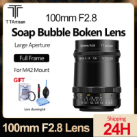 TTArtisan 100mm F2.8 M42 Soap Bubble Boken Camera Lens Large Aperture Full Frame Lens for Sony E/Nikon Z/Canon RF/Leica M/Fuji X