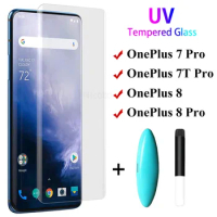 For OnePlus 8 Pro UV Liquid Screen Protector Full Glue Tempered Glass For OnePlus 8 9 7T 10 Pro Protective Glass OnePlus 9 Pro