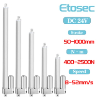 Etosec 24V Linear Actuator 2500N Low Noise 100mm 300mm 500mm 700mm 900mm 1000mm Stroke Linear Drive Electric Motor 52mm/s Speed
