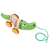 LZD  Wooden Cartoon Animal Puzzle Hand Push Trolley Cable Drawstring Infant 0-3 Toddler Tractor Toy