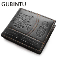 GUBINTU Fashion Embossed PU Leather Mens Wallet Short Coin Purse Student Slim Wallets ID Credit Card Holder Brand Wallet For Men