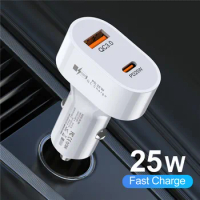 25W USB PD Car Charger Quick Charge QC3.0 PD3.0 SCP AFC PD Fast Charger 5A USB Type C Car Charging For iPhone 14 Samsung Xiaomi