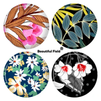 10mm 12mm 25mm 14mm 16mm 18mm 20mm 30mm Photo Pattern Round Glass Cabochons Colorful Beautiful Flowers KNM039