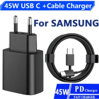 45W PD Super Fast Charge Charger For Samsung Galaxy S22 S23 S24 Ultra Note 20 USB Type C Cable Fast Charging High Speed Charger
