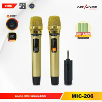 【COD】NEW! Advance MIC-206 Double Mic Wireless Recharger Bisa digunakan untuk Souncard & Speaker Gara