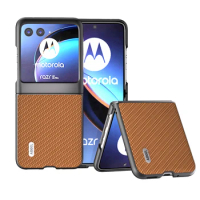 for Motorola Moto Razr 40 Ultra Case Carbon Fiber Texture PU Leather Flip Cover Shockproof Hard Shell Razr 40Ultra 2023 Fundas
