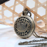 New Arrival Pocket Watch Necklace Korean Hollowed Double Owl Sweater Chain Pocket Watch Student Fashion Watch
