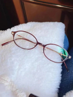 韓系冷茶色顯白超輕減齡書呆子眼鏡框女橢圓板材中古風可配高度數