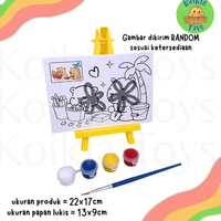 Mainan edukasi Papan lukis set melukis anak dengan stand EASEL mewarnai cat air Lukis cewek