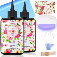 YIEHO Transparent UV Resin 400g UV Resin for Jewelry Art Crafts DIY Clear Crystal UV Epoxy Resin Fas