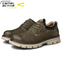 Camel Active New Genuine Leather Men's Shoes Fashion Army Green Cowhide Lightweight Breathable Casual Shoes Men Loafers