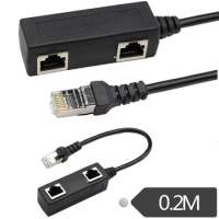 Rj45 1 Male To 2 Female Socket Port Lan Ethernet Network Splitter Y Cable Suitable For Cat5,cat5e,cat6,cat7 Iline Cable Adapter