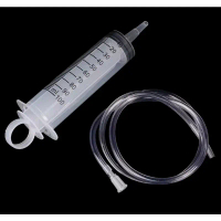 100 Ml plus selang 1 meter Multi-Tujuan Besar Besar Plastik Hidroponik Nutrisi Ukur Jarum Suntik Tah