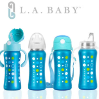 【美國L.A. Baby】316不鏽鋼保溫奶瓶學習套組9oz/270ml (極光藍)